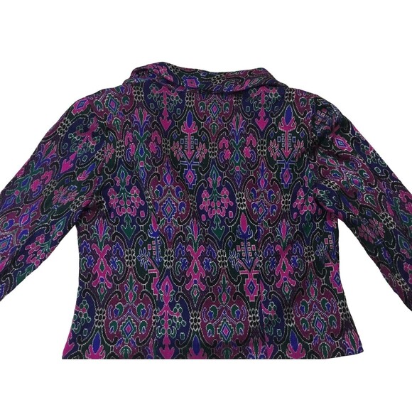 Vintage Womens Blazer Soft Shell Light Jacket Cropped Damask Pattern Medium M - Picture 8 of 14